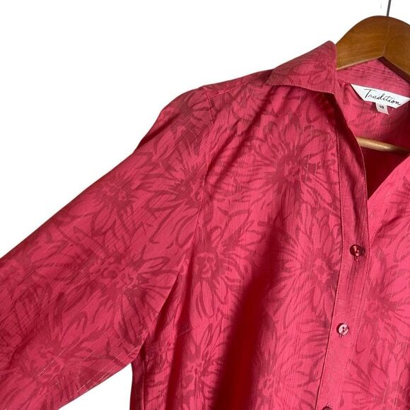 3 for $30! Tradition pink floral button up shirt - Picture 2 of 8